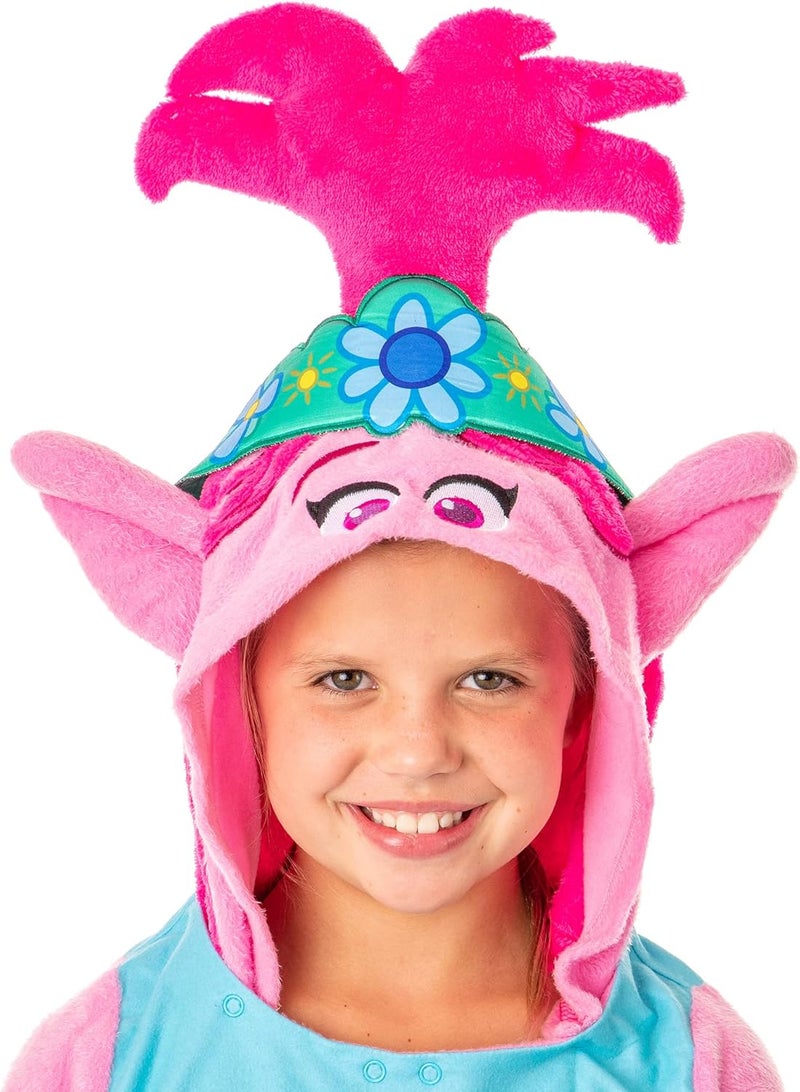 INTIMO DreamWorks Trolls Movie Girls' Poppy 3D Character Pullover Hooded Nightgown Pajama Lounge Sleepwear - Image 2